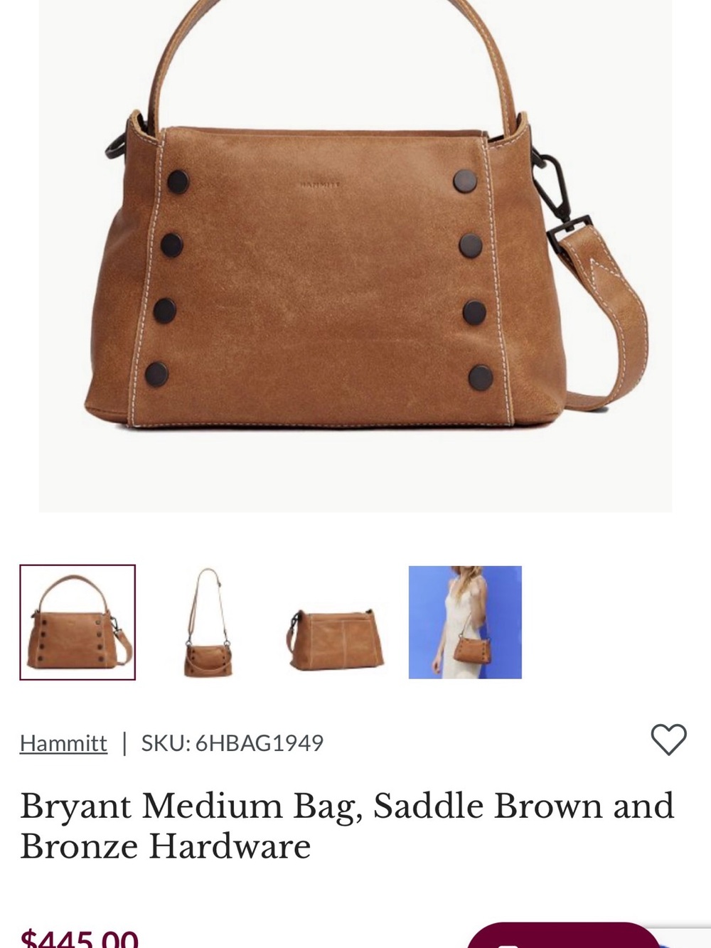 Hammitt Medium Bryant Tan Saddle Leather with Bronze Hardware - Picture 15 of 16